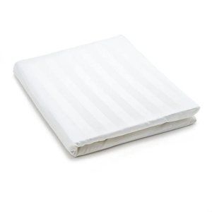 100 Cotton White Stripe One Flat Sheet King Size 108 x 108